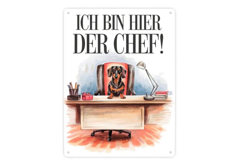 speecheese Metallschild Hier ist der Dackel Chef Metallschild XXL in 28x38 cm auf Bürostuhl speecheese Metallschild Hier ist der Dackel Chef Metallschild XXL in 28x38 cm auf Bürostuhl von speecheese