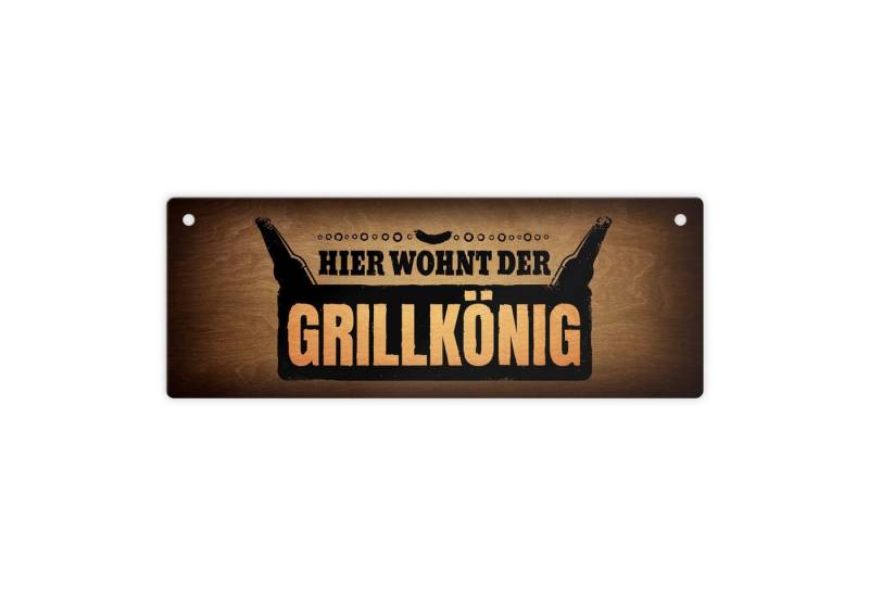 speecheese Metallschild Hier wohnt der Grillkönig Metallschild Grill grillen König Fleisch von speecheese