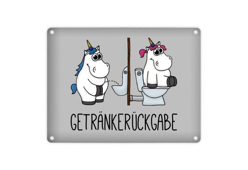 speecheese Metallschild Honeycorns Metallschild mit Einhorn Getränkerückgabe Motiv Schild von speecheese