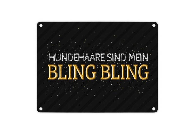 speecheese Metallschild Hundehaare sind mein Bling Metallschild Hund Hunde Schmuck Haare Fell von speecheese