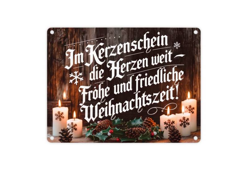 speecheese Metallschild Im Kerzenschein Frohe Weihnachtszeit Weihnachtsdesign Metallschild in von speecheese