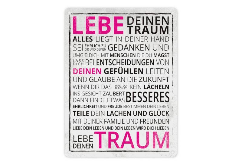 speecheese Metallschild Lebe deinen Traum Schild Blechschild Aluminiumschild Emailleschild von speecheese