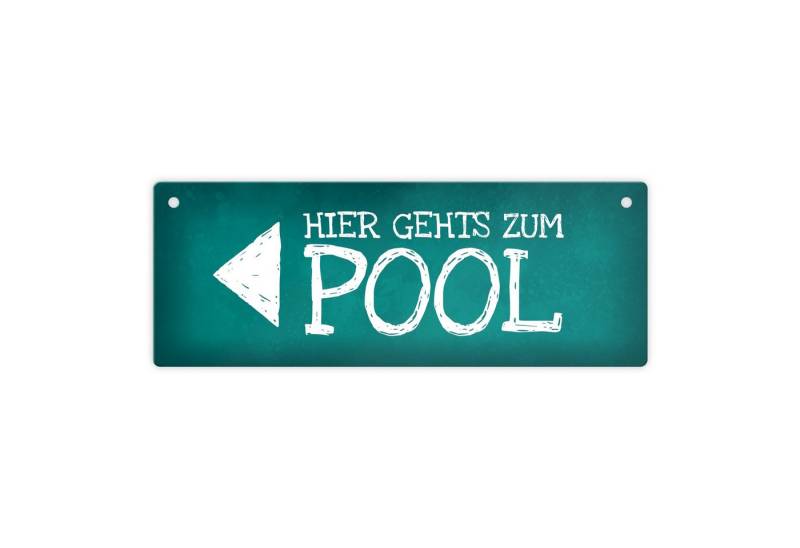 speecheese Metallschild Links gehts zum Pool Metallschild Swimmingpool schwimmen tauchen von speecheese