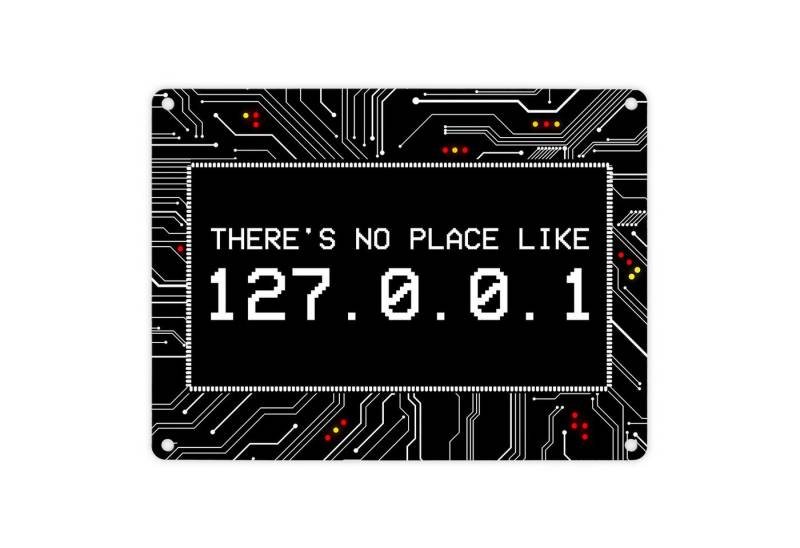 speecheese Metallschild Localhost Metallschild mit IP Adresse 127.0.0.1 in weiß Schild von speecheese
