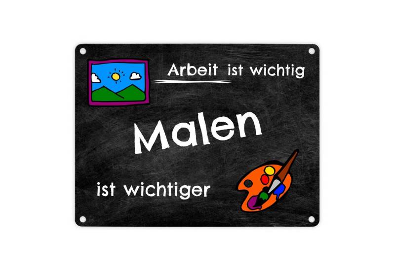 speecheese Metallschild Malen Metallschild Arbeit ist wichtig wichtiger Schild Blechschild von speecheese