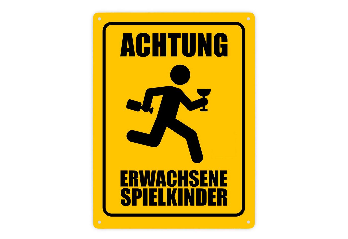 speecheese Metallschild Metallschild XXL in 28x38 cm mit Warnmännchen Achtung erwachsene von speecheese