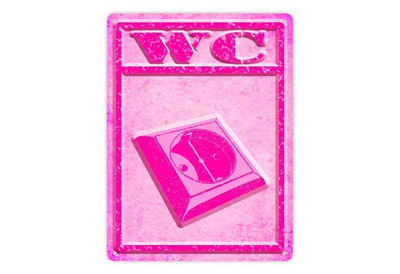 speecheese Metallschild Metallschild XL in 21x28 cm Steckdose mit lustigem Motiv WC Frauen von speecheese