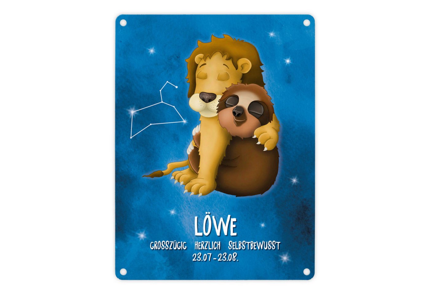 speecheese Metallschild Metallschild mit Faultier Sternzeichen Löwe Motiv Schild Türschild von speecheese