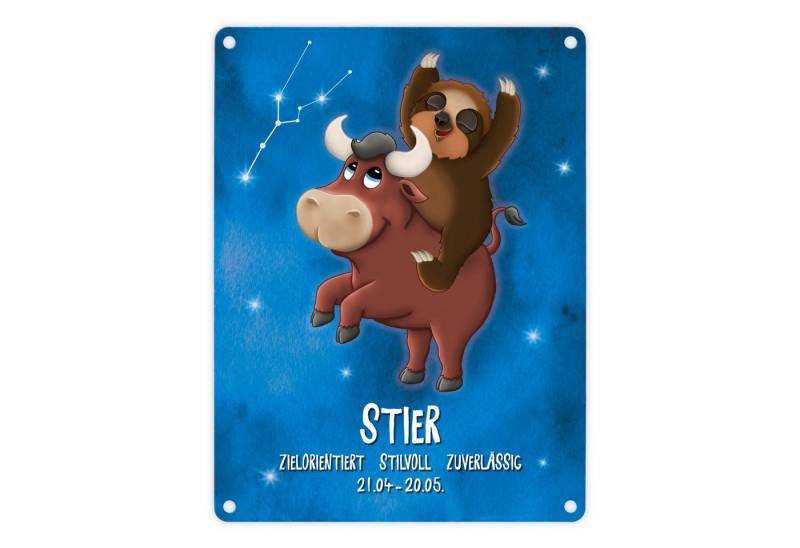 speecheese Metallschild Metallschild mit Faultier Sternzeichen Stier Motiv Schild Türschild von speecheese