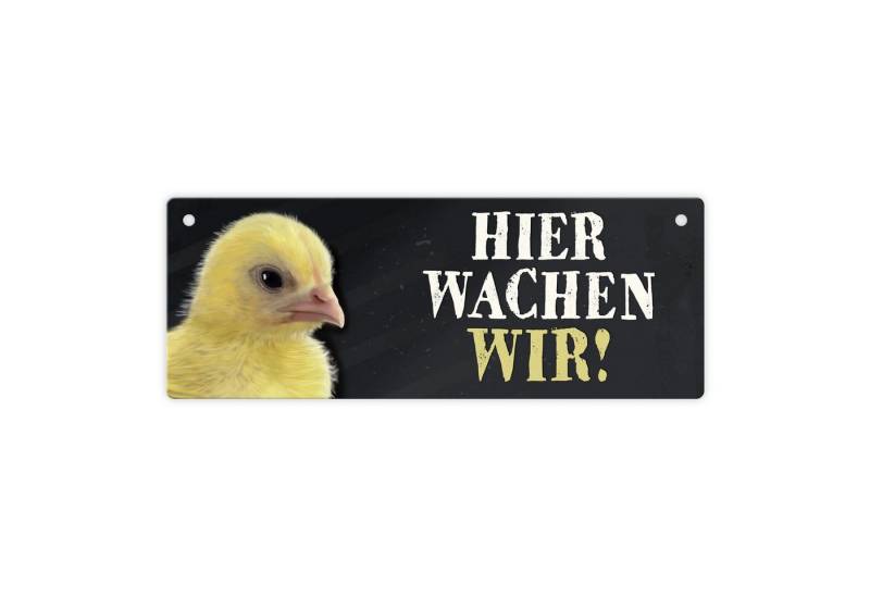 speecheese Metallschild Metallschild mit Küken Motiv und Spruch: Hier wachen wir! Türschild speecheese Metallschild Metallschild mit Küken Motiv und Spruch: Hier wachen wir! Türschild von speecheese
