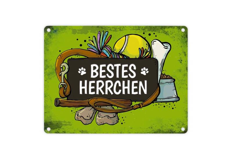 speecheese Metallschild Metallschild mit Spruch: Bestes Herrchen Blechschild Schild Dekoration von speecheese
