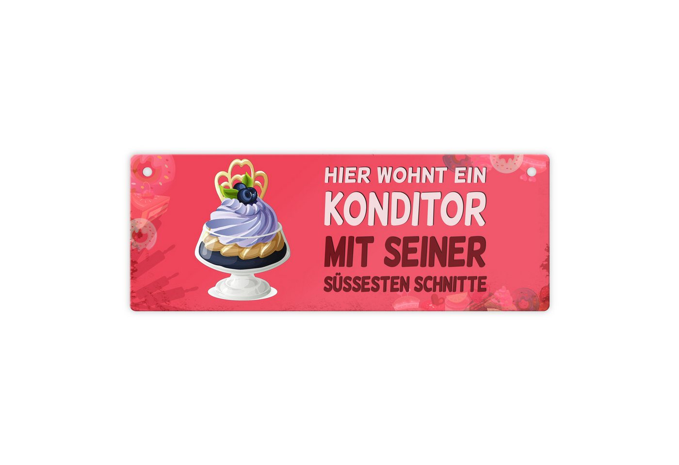 speecheese Metallschild Metallschild mit Spruch: Hier wohnt ein Konditor ... Schild Türschild von speecheese
