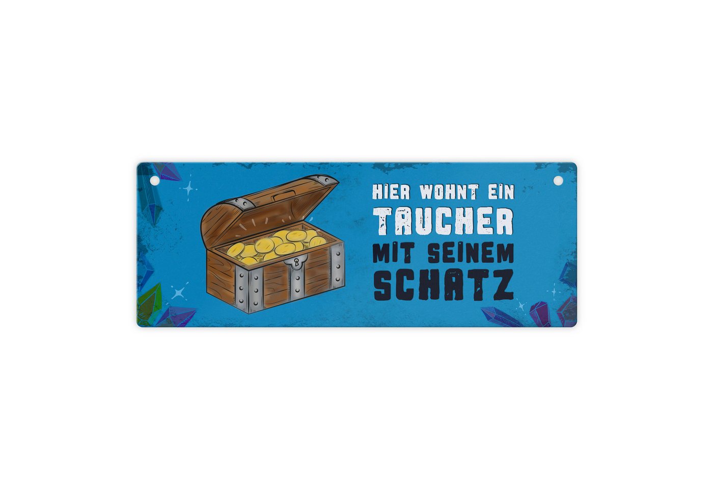 speecheese Metallschild Metallschild mit Spruch: Hier wohnt ein Taucher mit seinem ... Schild von speecheese