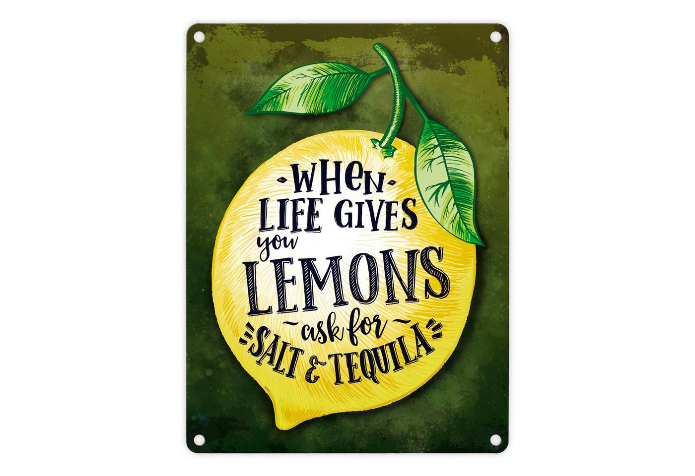 speecheese Metallschild Metallschild mit Spruch: When Life gives you Lemons Blechschild Schild von speecheese