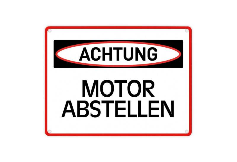 speecheese Metallschild Motor abstellen Warn und Hinweisschild im modernen Design Warnschild von speecheese