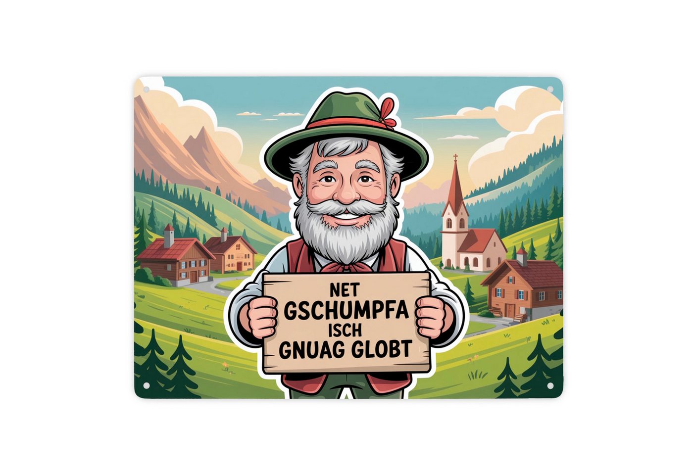 speecheese Metallschild Net gschumpfa isch gnuag globt Fröhlicher Mann Metallschild XXL in cm speecheese Metallschild Net gschumpfa isch gnuag globt Fröhlicher Mann Metallschild XXL in cm von speecheese