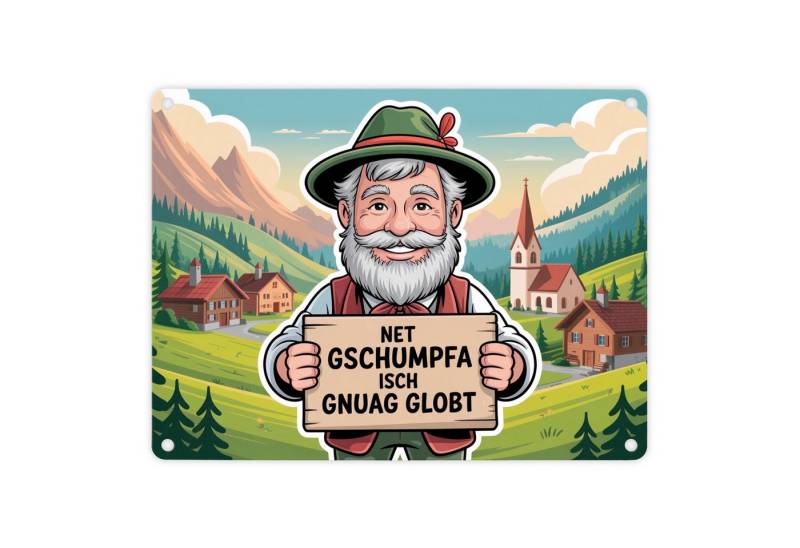 speecheese Metallschild Net gschumpfa isch gnuag globt Fröhlicher Mann Metallschild in 15x20 speecheese Metallschild Net gschumpfa isch gnuag globt Fröhlicher Mann Metallschild in 15x20 von speecheese