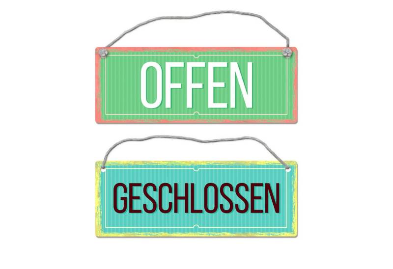 speecheese Metallschild Offen oder Geschlossen Wendeschild mit Kordel Schild Türschild von speecheese