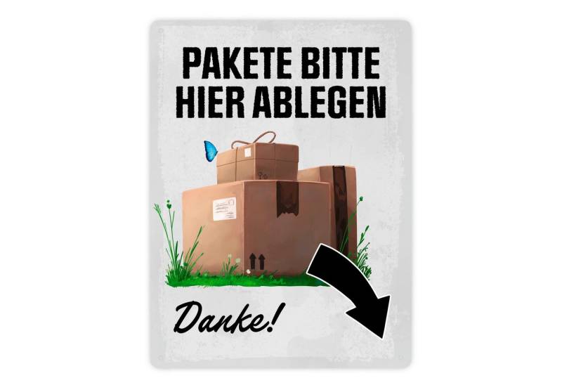 speecheese Metallschild Pakete bitte hier ablegen Danke! Metallschild XXL in 28x38 cm Pfeil speecheese Metallschild Pakete bitte hier ablegen Danke! Metallschild XXL in 28x38 cm Pfeil von speecheese