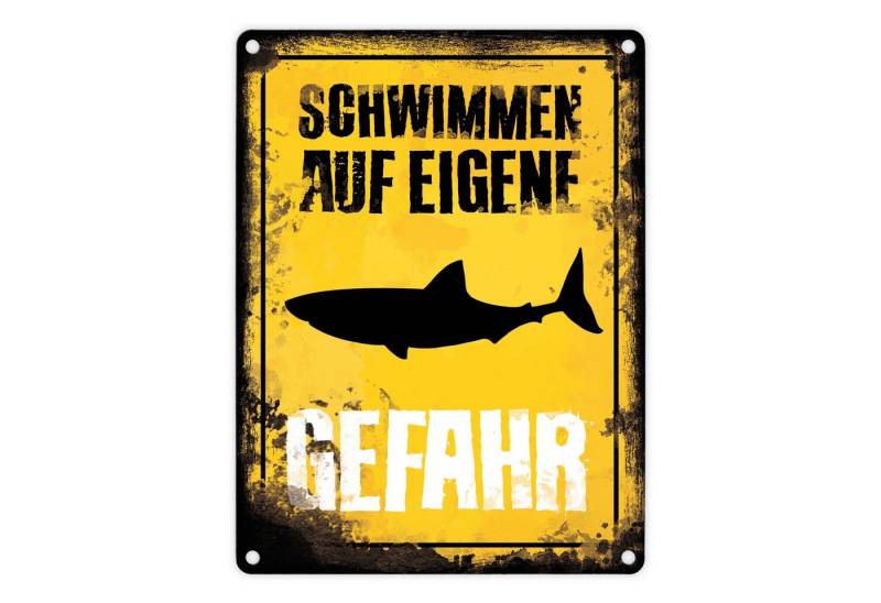 speecheese Metallschild Schwimmen auf eigene Gefahr Metallschild in 15x20 cm für den Pool mit von speecheese