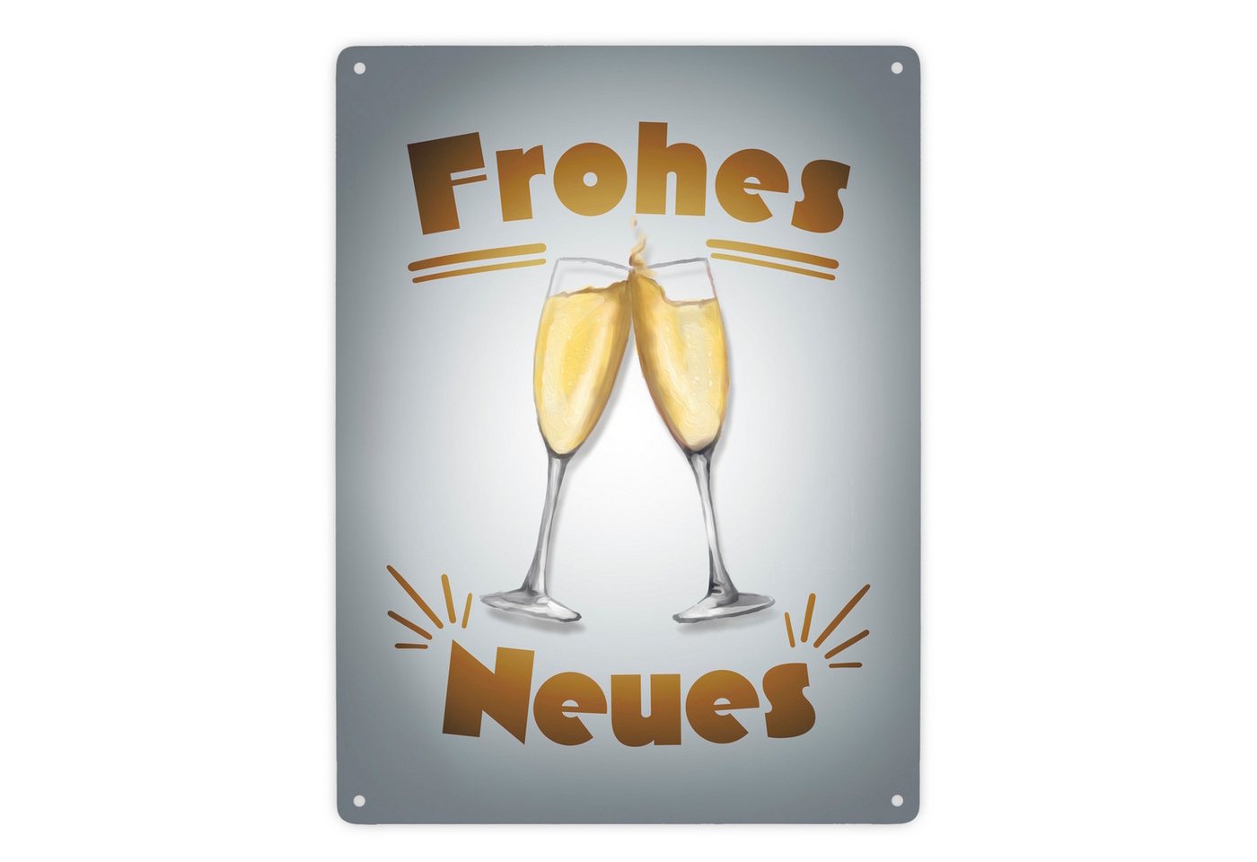 speecheese Metallschild Sektgläser Prost Frohes Neues Metallschild XXL in 28x38 cm speecheese Metallschild Sektgläser Prost Frohes Neues Metallschild XXL in 28x38 cm von speecheese
