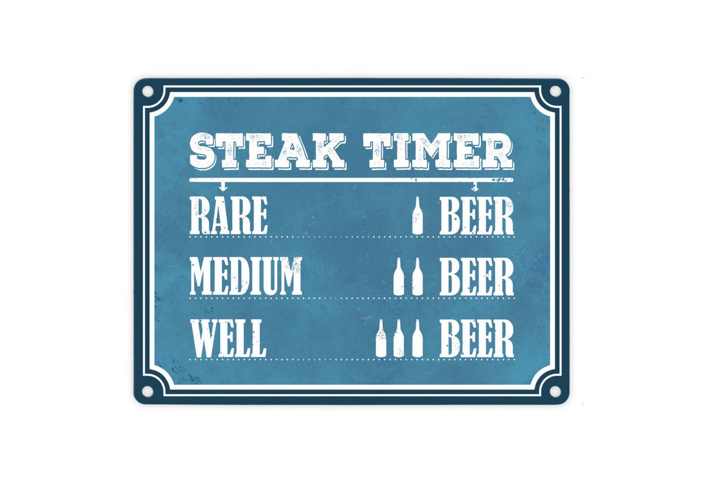 speecheese Metallschild Steak Timer Metallschild in blau Bier Grill grillen Fleisch Feier von speecheese