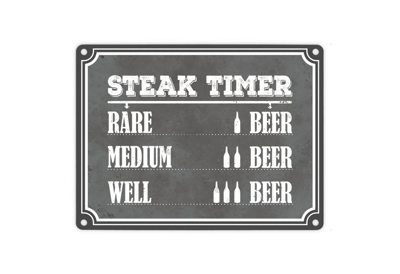 speecheese Metallschild Steak Timer Metallschild in grau Bier Grill grillen Fleisch Feier von speecheese