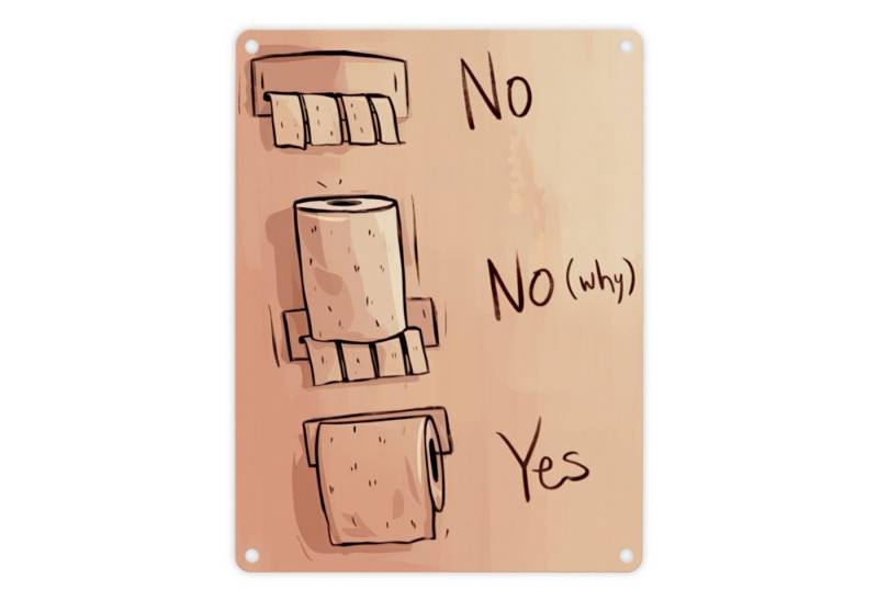 speecheese Metallschild Toilettenpapierhalter-Anleitung Metallschild in 15x20 cm von speecheese