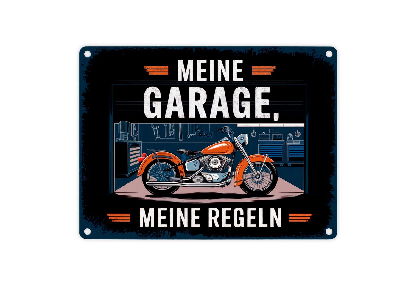 speecheese Metallschild Vintage Garage Motorrad Metallschild in 15x20 cm Meine Regeln speecheese Metallschild Vintage Garage Motorrad Metallschild in 15x20 cm Meine Regeln von speecheese