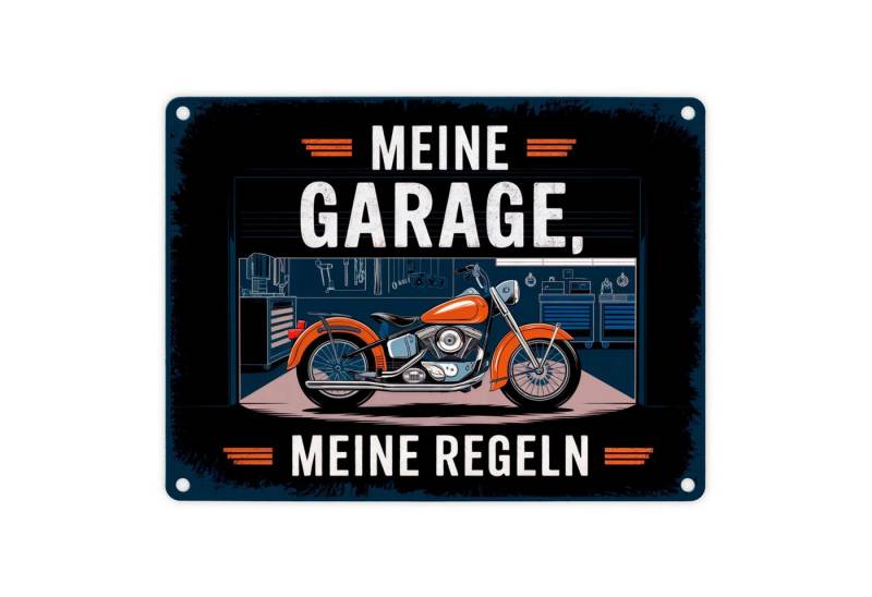 speecheese Metallschild Vintage Garage Motorrad Metallschild in 15x20 cm Meine Regeln von speecheese
