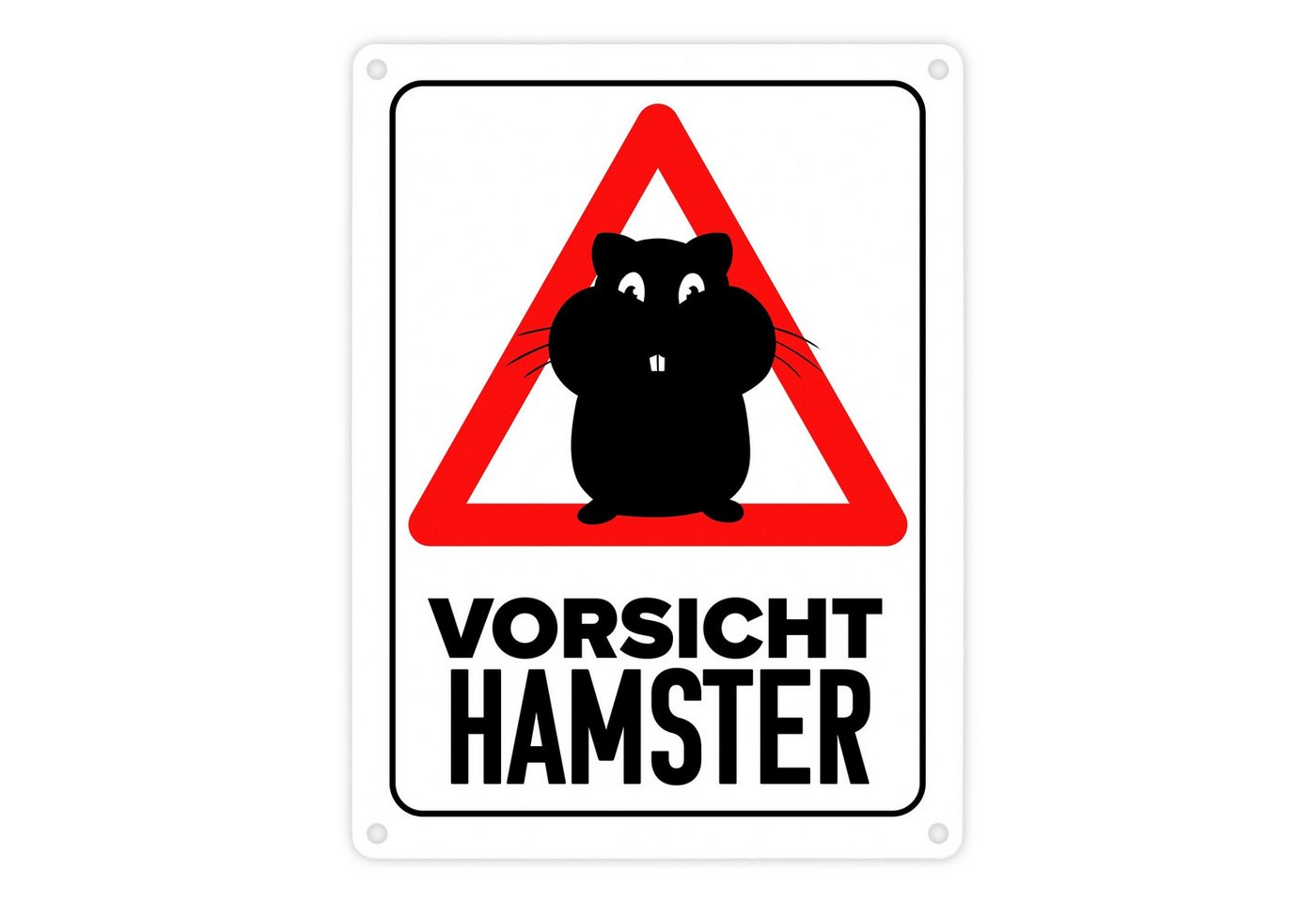 speecheese Metallschild Vorsicht Hamster Metallschild in 15x20 cm mit Hamster Silhouette von speecheese