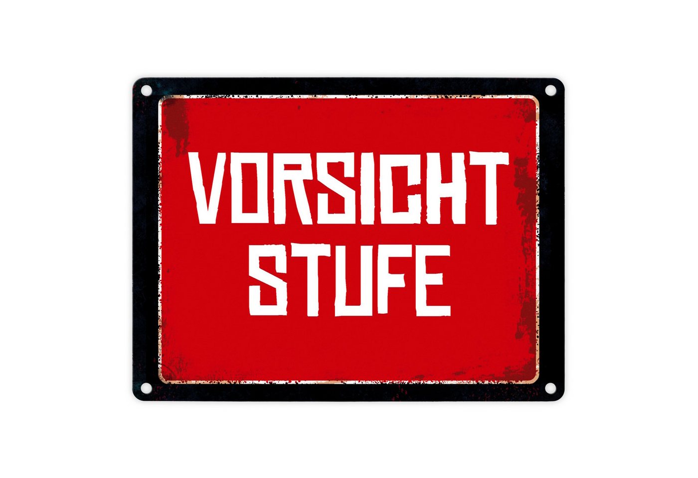 speecheese Metallschild Vorsicht Stufe Warn und Hinweisschild im Used Look Warnschild von speecheese