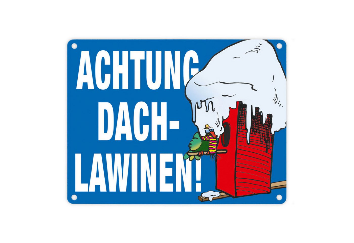speecheese Metallschild Warnschild für den Winter in blau Achtung Dachlawinen! Mit Comic speecheese Metallschild Warnschild für den Winter in blau Achtung Dachlawinen! Mit Comic von speecheese