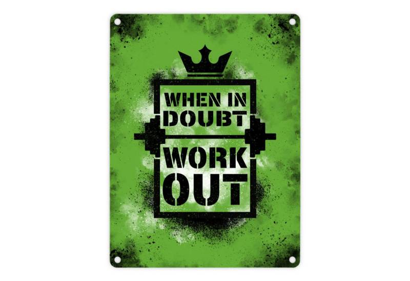 speecheese Metallschild When in doubt Work out Metallschild 15x20 cm mit motivierendem Spruch von speecheese