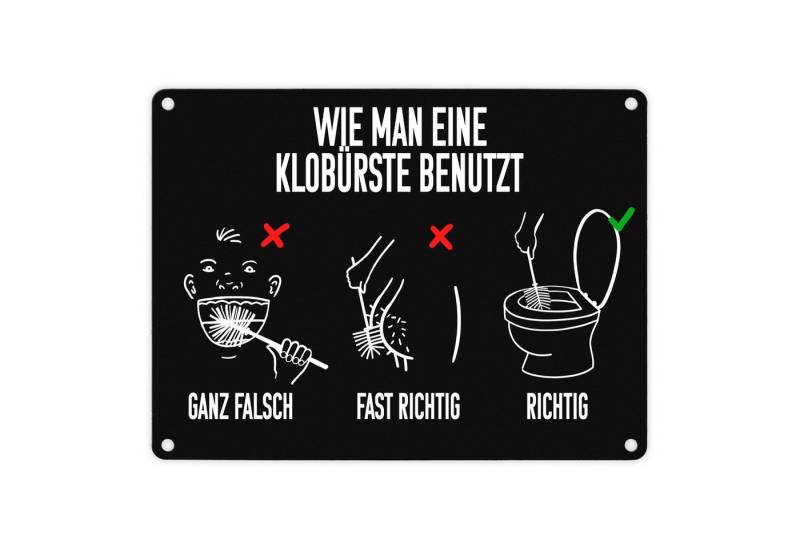 speecheese Metallschild Wie man eine Klobürste benutzt Toiletten Metallschild in 15x20 cm von speecheese