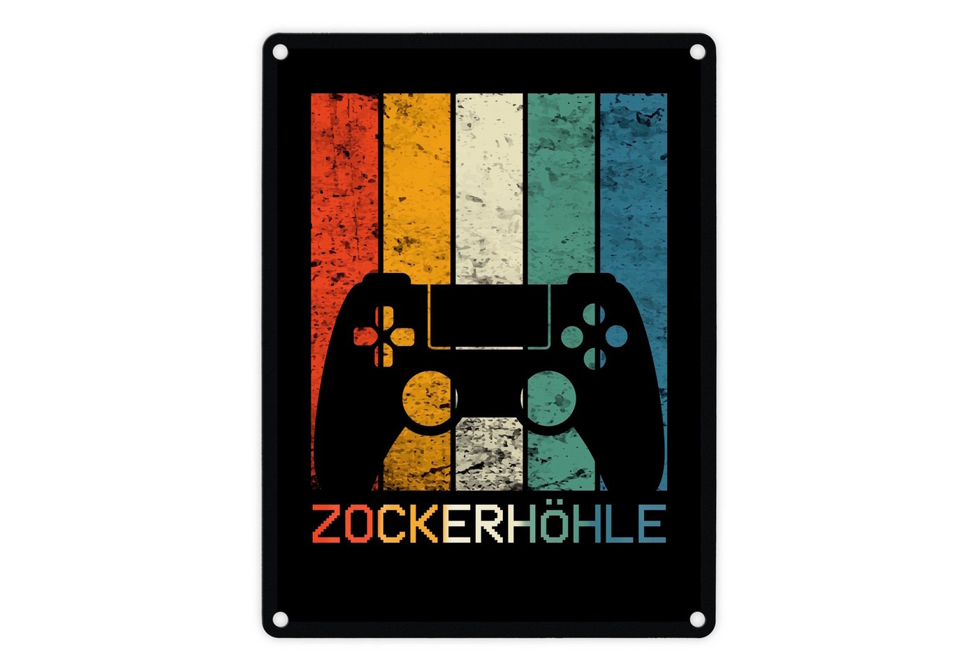 speecheese Metallschild Zockerhöhle Metallschild mit Retro Gamer Motiv Schild Blechschild von speecheese