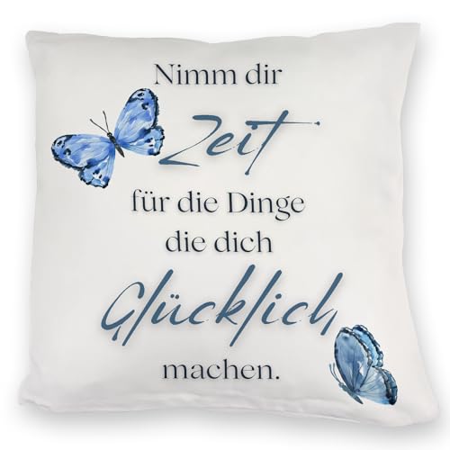 speecheese Nimm dir Zeit Kuschelkissen mit Spruch EIN bequemes DekoKuschelkissen für die Couch Spruch Schmetterlingen Mädchen Frauen Zitat KuschelKuschelkissen Bedruckt Selbstfindung Glück von speecheese