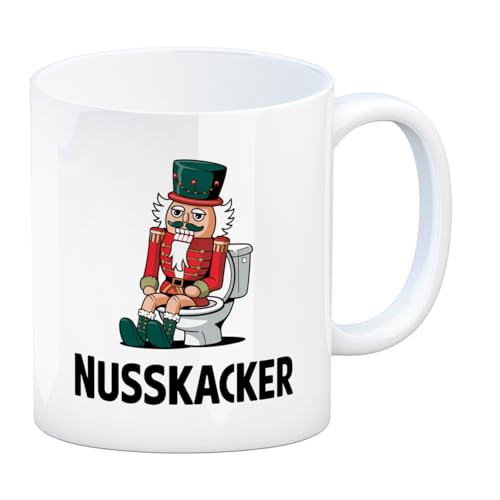 speecheese Nussknacker auf Toilette - Nusskacker Kaffeebecher Humorvolle Cartoon-Illustration Witzige Weihnachtsdekoration für Kaffeeliebhaber von speecheese