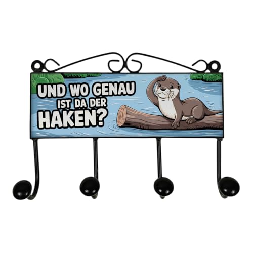 Otter mit Spruch Kleiderhaken Leiste mit 4 Haken - Wo ist der Haken? Lustiger Wandhaken in Retro-Optik von speecheese