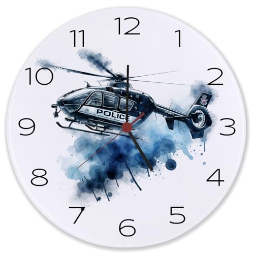 Police Hubschrauber Wanduhr aus Glas Polizei Einsatz Fluggerät für Sicherheit Fliegen mit Luftfahrt Rettung Ideal für Fans der Polizeihubschrauber Police Hubschrauber Wanduhr aus Glas Polizei Einsatz Fluggerät für Sicherheit Fliegen mit Luftfahrt Rettung Ideal für Fans der Polizeihubschrauber von speecheese