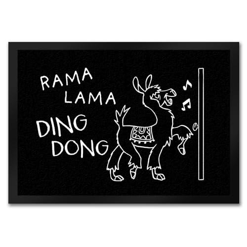 speecheese Rama Lama Ding Dong Alpaka Fußmatte in 35x50 cm Türmatte für Besuch Lachen Witziges Alpaka-Design Christkind Weihnachtsbaum von speecheese