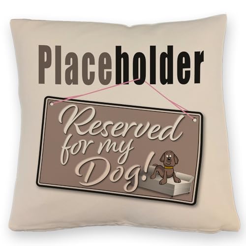 speecheese Reserved for My Dog! Placeholder Kissen mit Leinenoptik für den Hund reserviert für Vierbeiner DekoKissen mit Leinenoptik als praktischer Platzhalter für Sofa, Bett und Couch um von speecheese