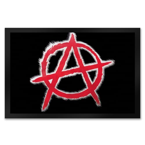 speecheese Rotes Anarchie-Symbol Fußmatte XXL in 50x75 cm - Rebellisches Design für den Eingangsbereich Mit Anarchie-Symbol schwarzem Hintergrund kräftigen weißen Linien verschwommenem speecheese Rotes Anarchie-Symbol Fußmatte XXL in 50x75 cm - Rebellisches Design für den Eingangsbereich Mit Anarchie-Symbol schwarzem Hintergrund kräftigen weißen Linien verschwommenem von speecheese