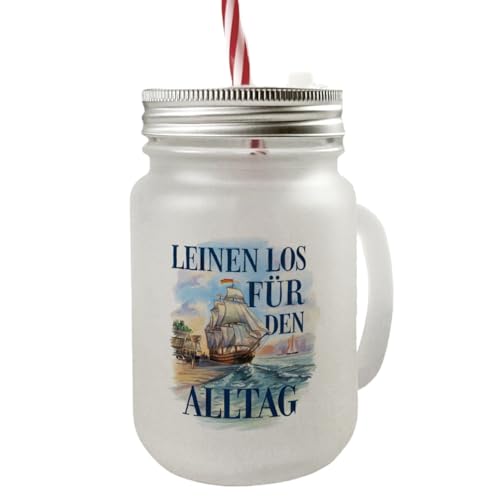 speecheese Segelschiff verlässt Hafen Mason Jar Henkel Trinkglas mit Deckel Leinen los Maritimes Design für Segelbegeisterte - ideales Seglergeschenk speecheese Segelschiff verlässt Hafen Mason Jar Henkel Trinkglas mit Deckel Leinen los Maritimes Design für Segelbegeisterte - ideales Seglergeschenk von speecheese