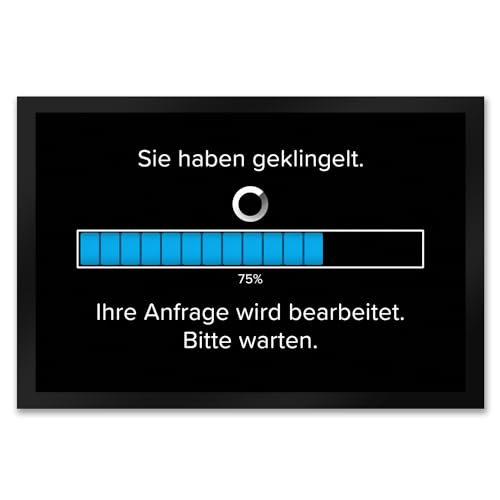 speecheese Sie haben geklingelt Fußmatte XXL in 50x75 cm mit Spruch Anfrage in Bearbeitung Bitte warten Witzige Fußmatte XXL in 50x75 cm für Informatiker - Humor Ladebalken Design von speecheese