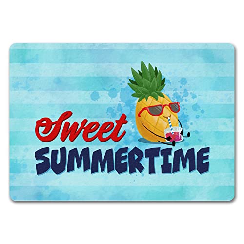 speecheese Sweet Summertime Fußmatte in 35x50 cm ohne Rand mit süßer Ananas farbenfrohe Türmatte als sommerliche Dekoration für den Eingang, um Dich in Sommer- und Urlaubsstimmung zu bringen von speecheese
