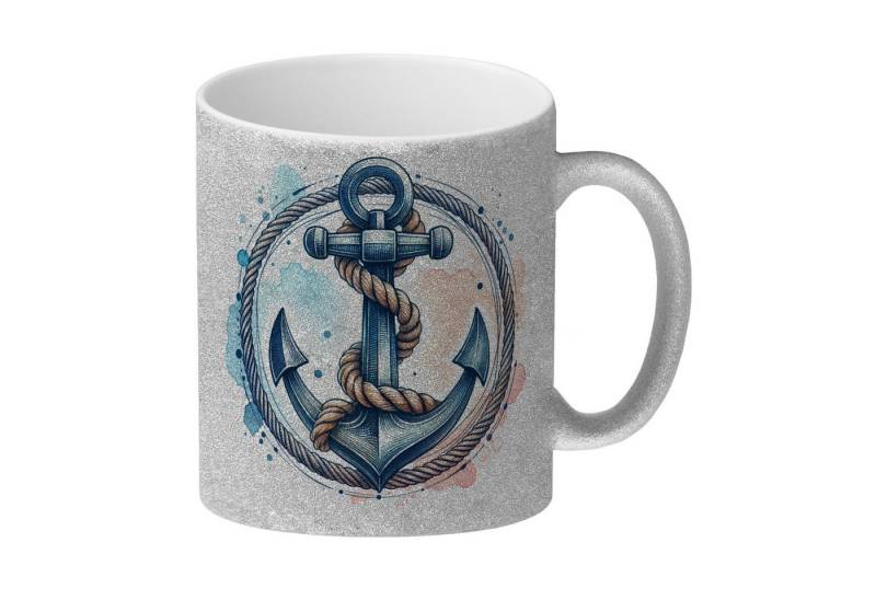 speecheese Tasse Anker mit Seil Glitzer-Kaffeebecher von speecheese