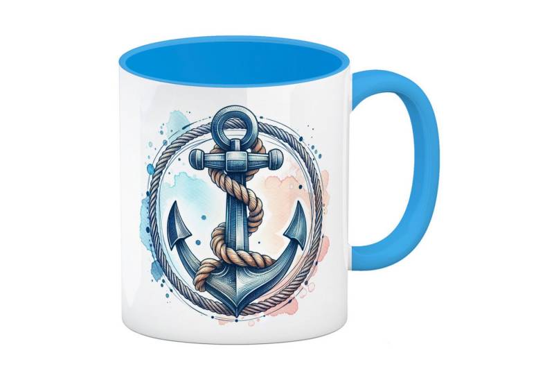 speecheese Tasse Anker mit Seil Kaffeebecher in hellblau von speecheese
