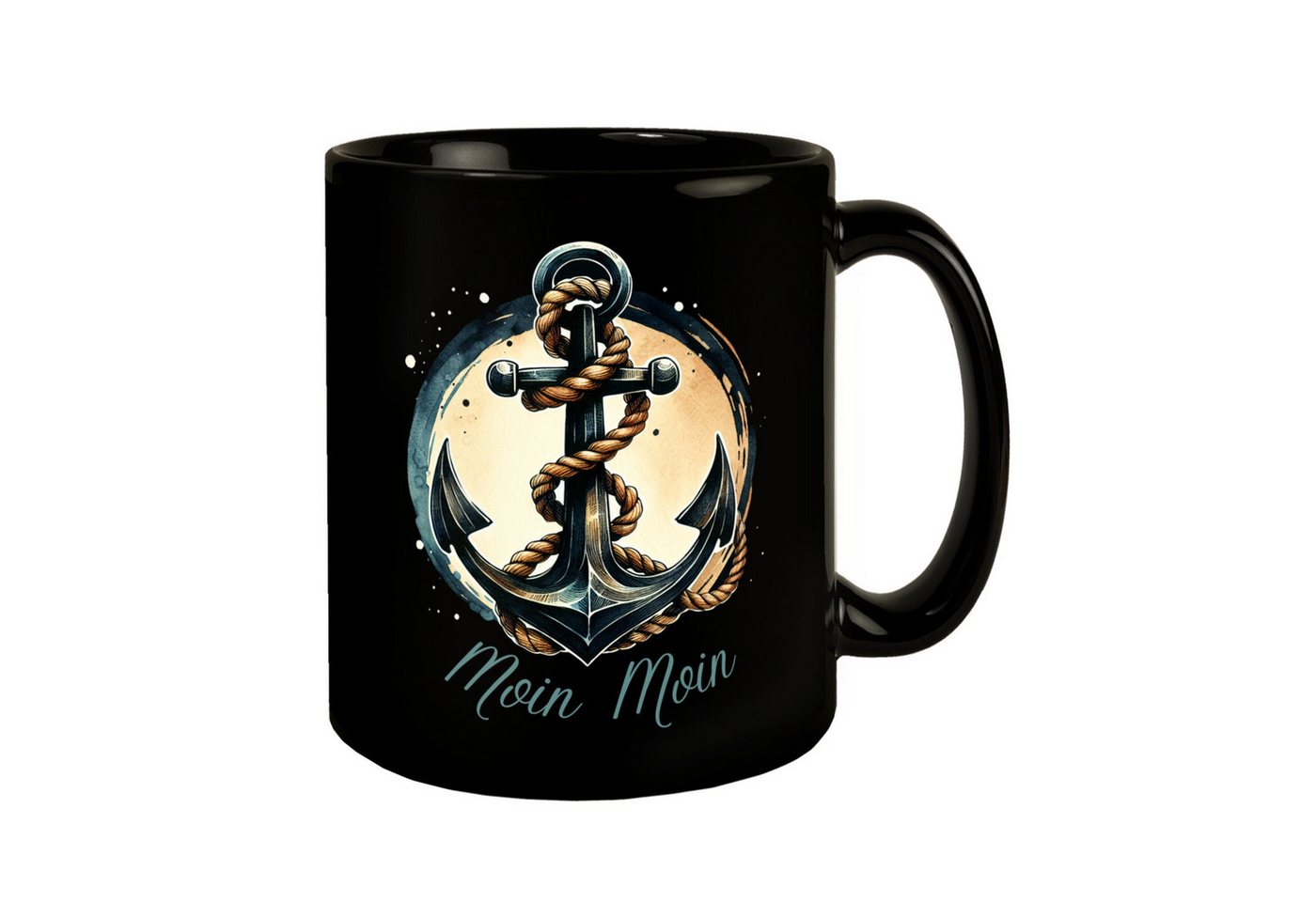 speecheese Tasse Anker mit Seil Tasse in Schwarz mit Spruch Moin Moin speecheese Tasse Anker mit Seil Tasse in Schwarz mit Spruch Moin Moin von speecheese