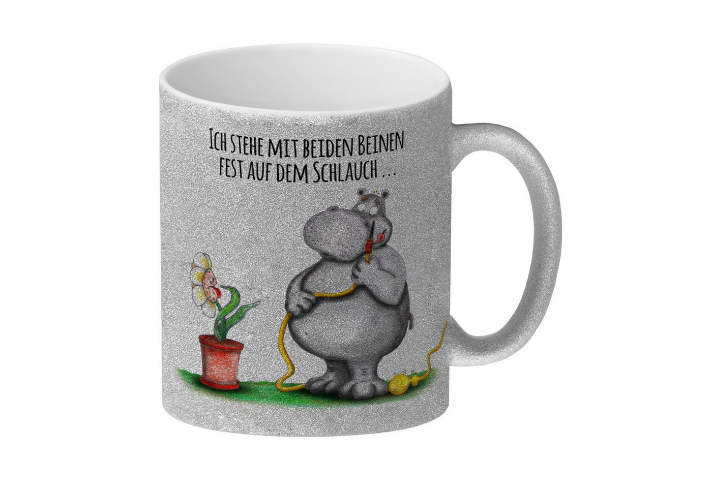 speecheese Tasse Auf dem Schlauch stehen... Glitzer-Glitzer-Kaffeebecher mit Nilpferd speecheese Tasse Auf dem Schlauch stehen... Glitzer-Glitzer-Kaffeebecher mit Nilpferd von speecheese